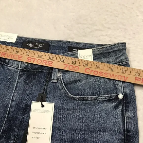 NWT JUDY BLUE Jean Women 16W (34x32) Tummy Control Slim Boot Stretch Vent Cuff - Picture 7 of 16